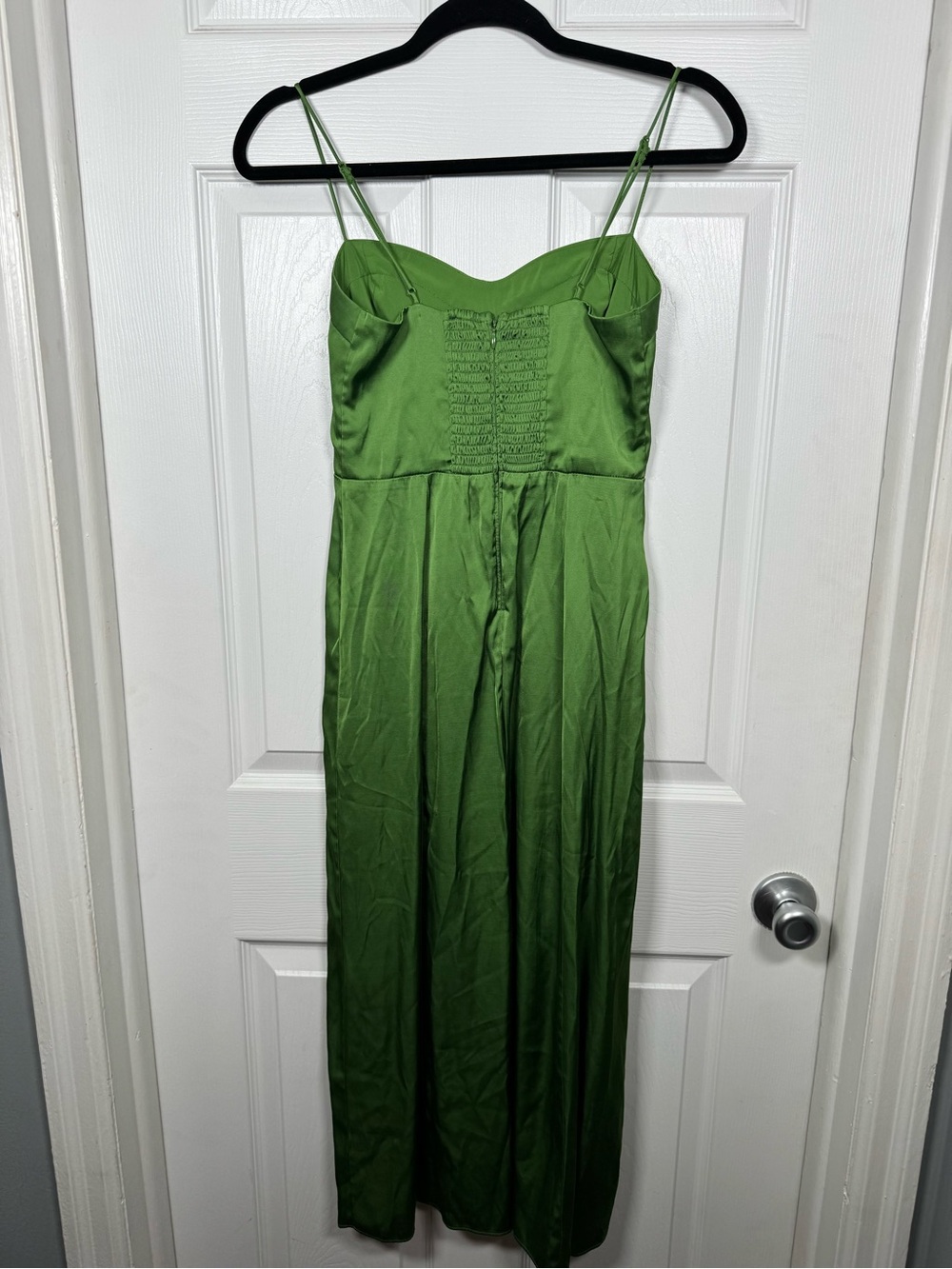 Abercrombie & Fitch Green Satin Slip Midi Dress Sweetheart Slit XS - Picture 7 of 9